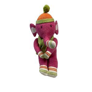 Seasons of Cannon Falls Pink Elephant Sock Monkey 14” Sitting Magnet Hands Plush